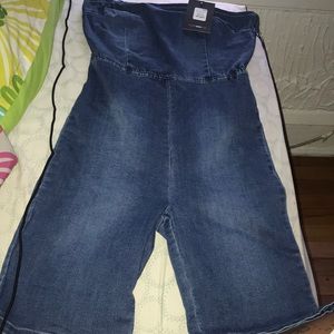 Fashion nova denim biker short romper